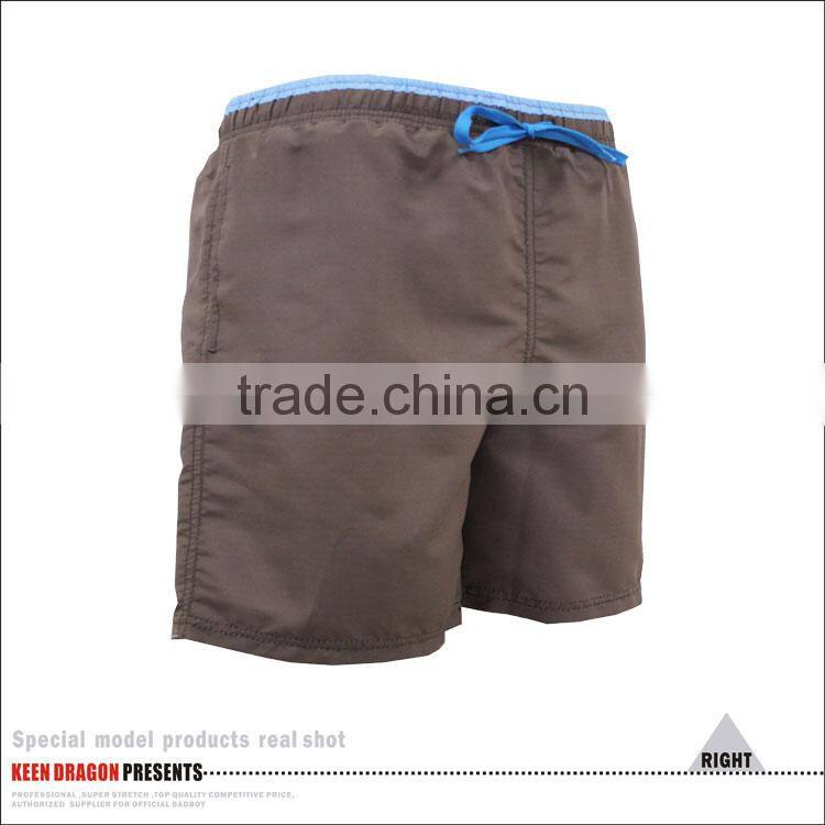 Microfiber polyester contrast solid color swim shorts with mesh inside