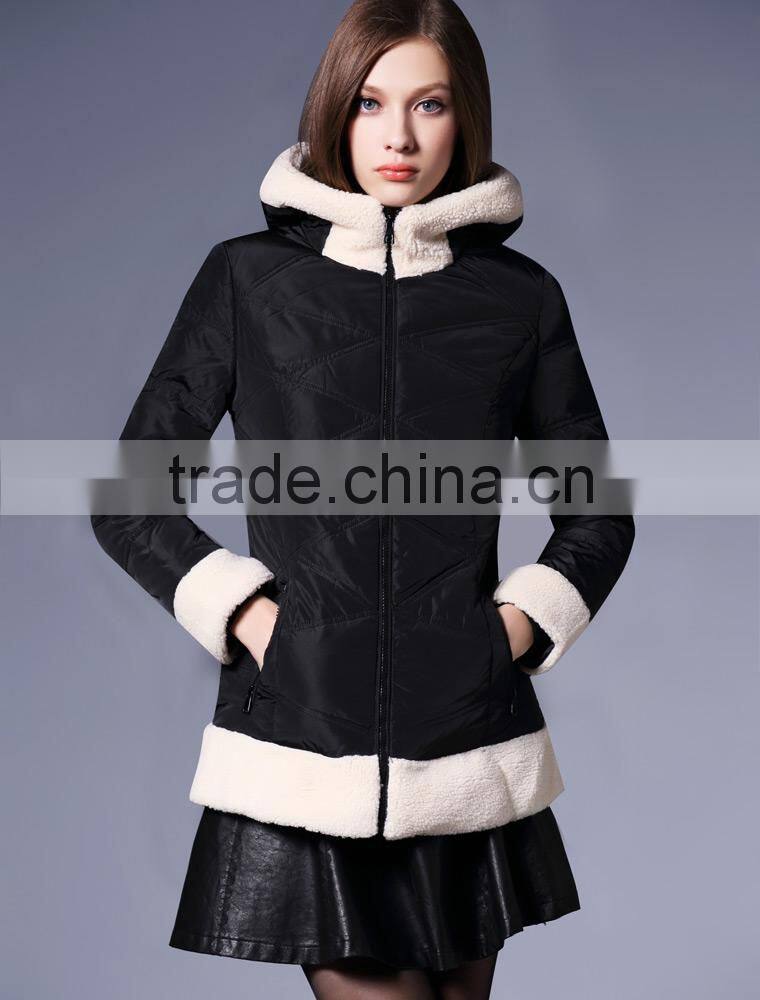 Ladies Fashionable Mid-long Hooded Quilting Jacket