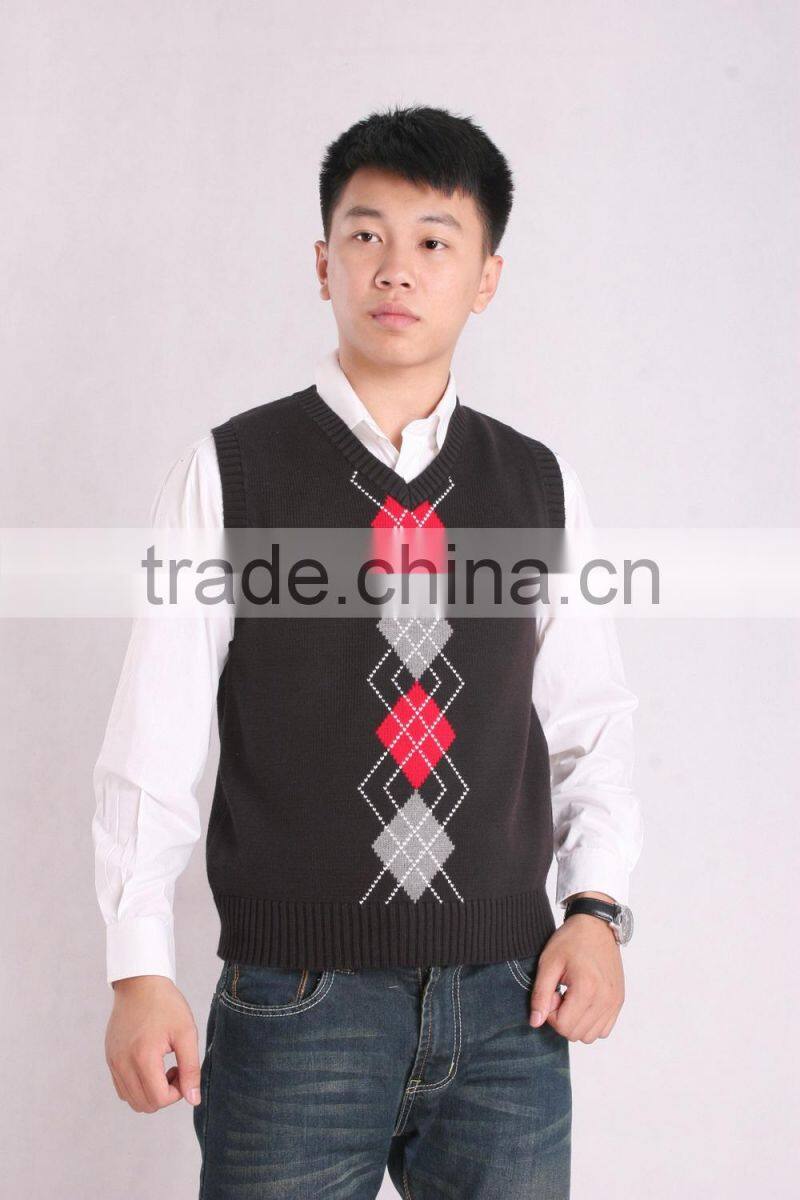 Sleeveless Argyle Top Brand Sweaters Vest For Men