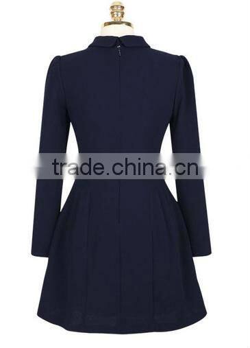 EW1681 Long Sleeves Chiffon Short Skater Dress with Braid