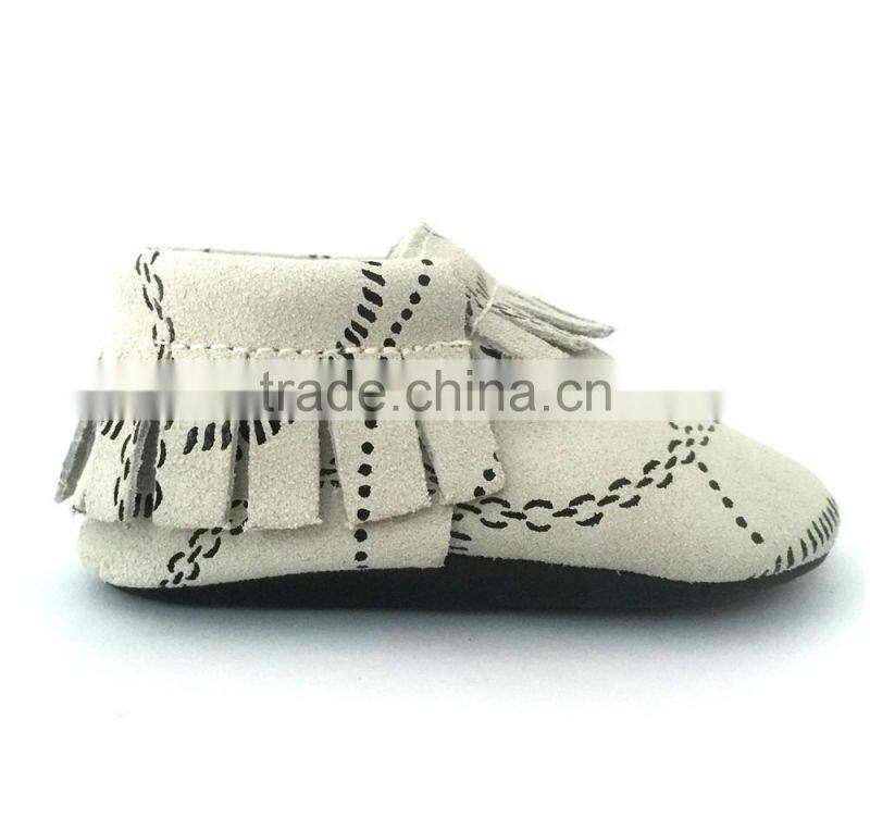 Most Hot selling baby genuine leather fringe moccasins soft leather moccs baby booties toddler shoes moccasins