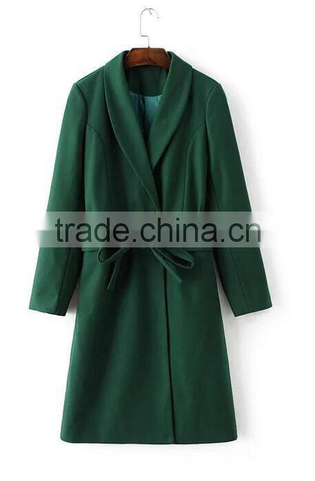 Runwaylover EY1018C lady trench coat with belt black long women coat