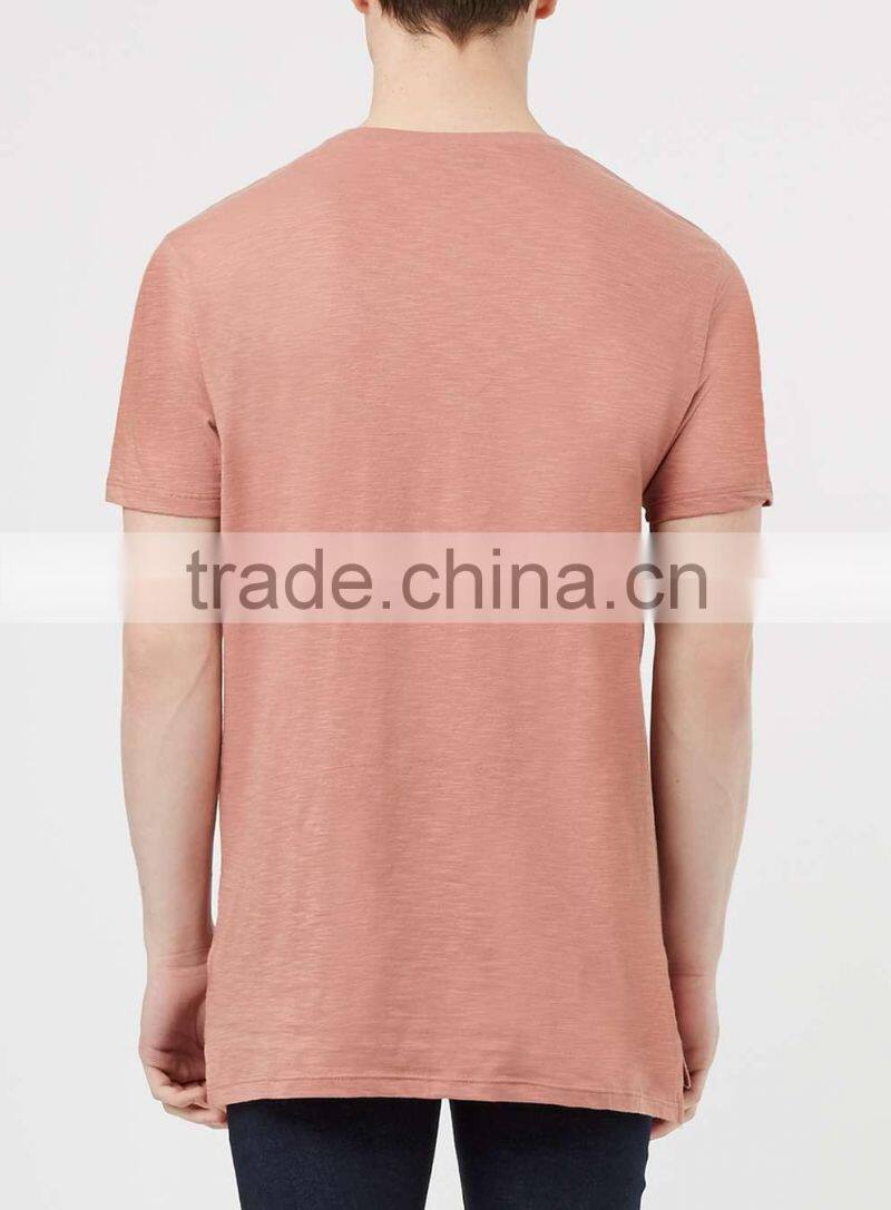 100%Cotton crew neck longline t-shirt wholesale blank mens t-shirt 2016