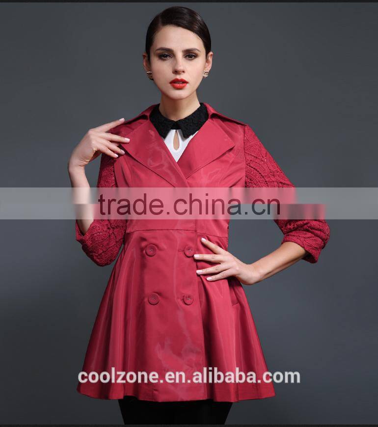 Fashion Style 2016 New Long Sleeve Autumn Lace Outwear Coat For Women