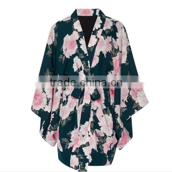 newest style Jacket with squared neck Haori Full Textured Yarn Dye Silk kimono