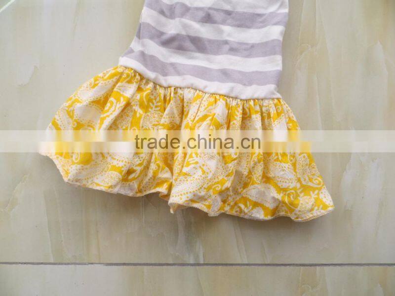 DYJ-130 Fancy baby ruffle rompers with yellow pocket design wholesale clothing baby boutique cotton jumpsuit