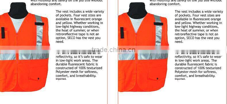 ANSI107 safety vest with pocket reflective vest for USA market
