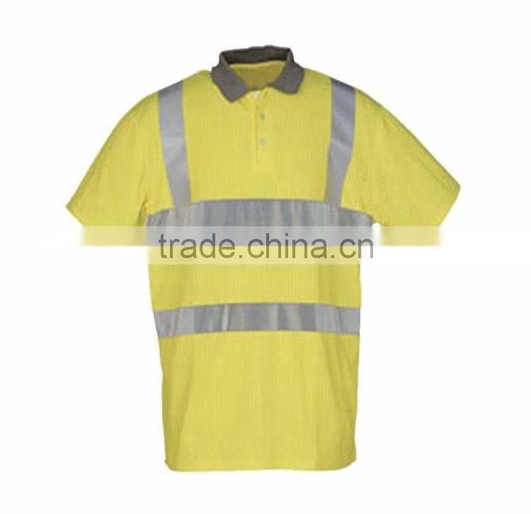 New design hivis men polo T shirt with knitted coolplus reflective tape