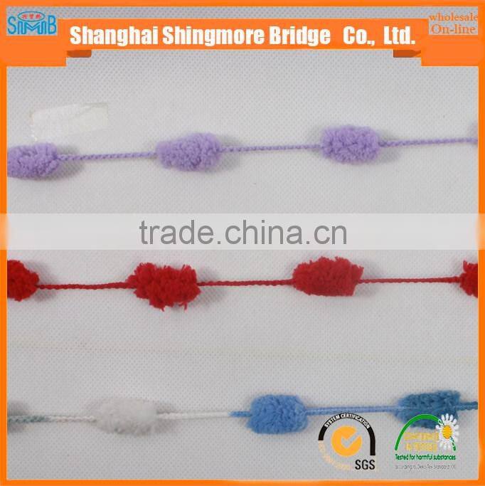 oeko tex fancy yarn supplier shingmore bridge cheap sales high quality polyester thick yarn with pompom