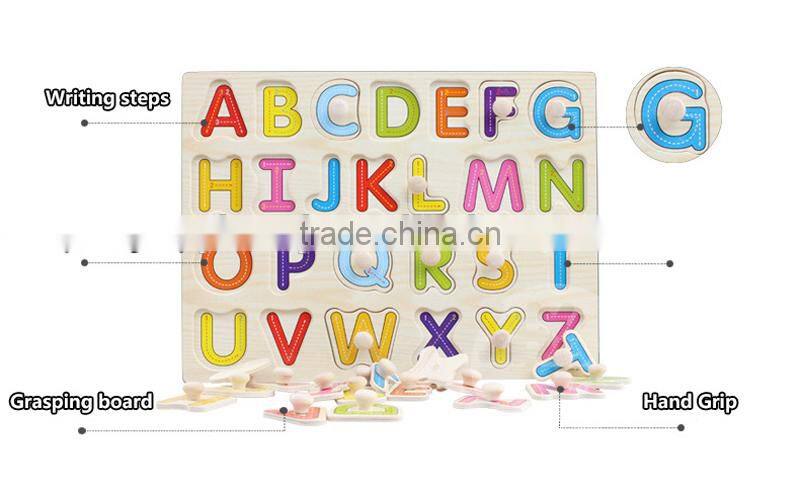 2017 toys puzzle Wooden toy letters puzzle wooden alphabet learning toy