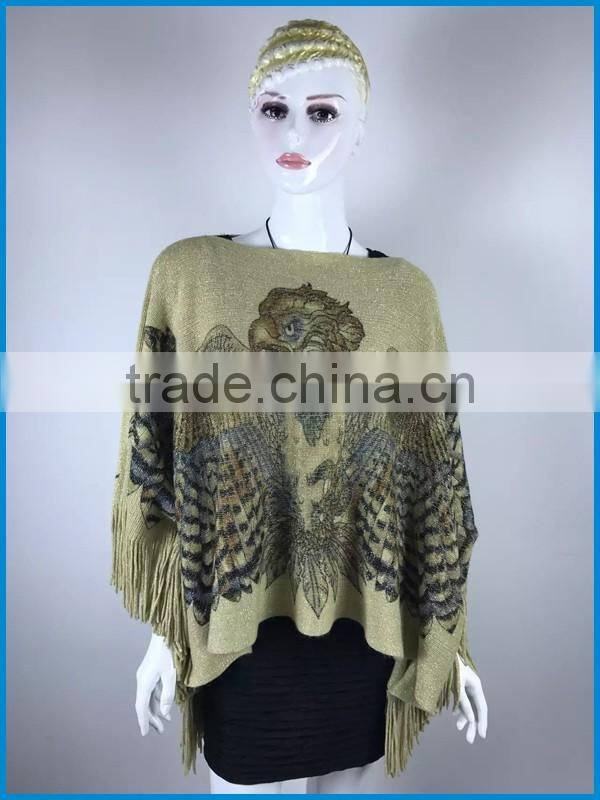 Women's winter fashion animal print free poncho knitting patterns