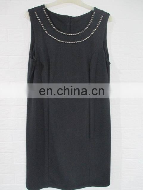 2015 Spring/Autumn women fashion black casual dress with rivets