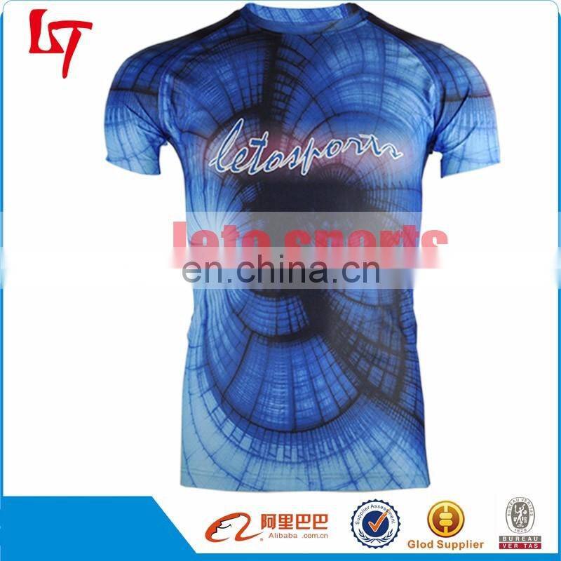 Men Cotton Compression Crew Neck Tee Top 95% cotton 5% Spandex men gym wear fitness tank top cotton compression shirt
