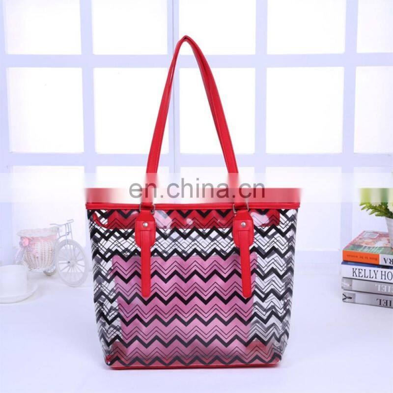 Large Capacity Candy Color Korean Clear PVC Beach Tote Bag