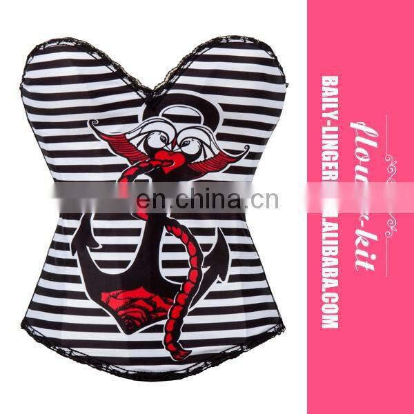 Stylish New Sexy Black Egypt Style Printing Halloween Costume Overbust Corset