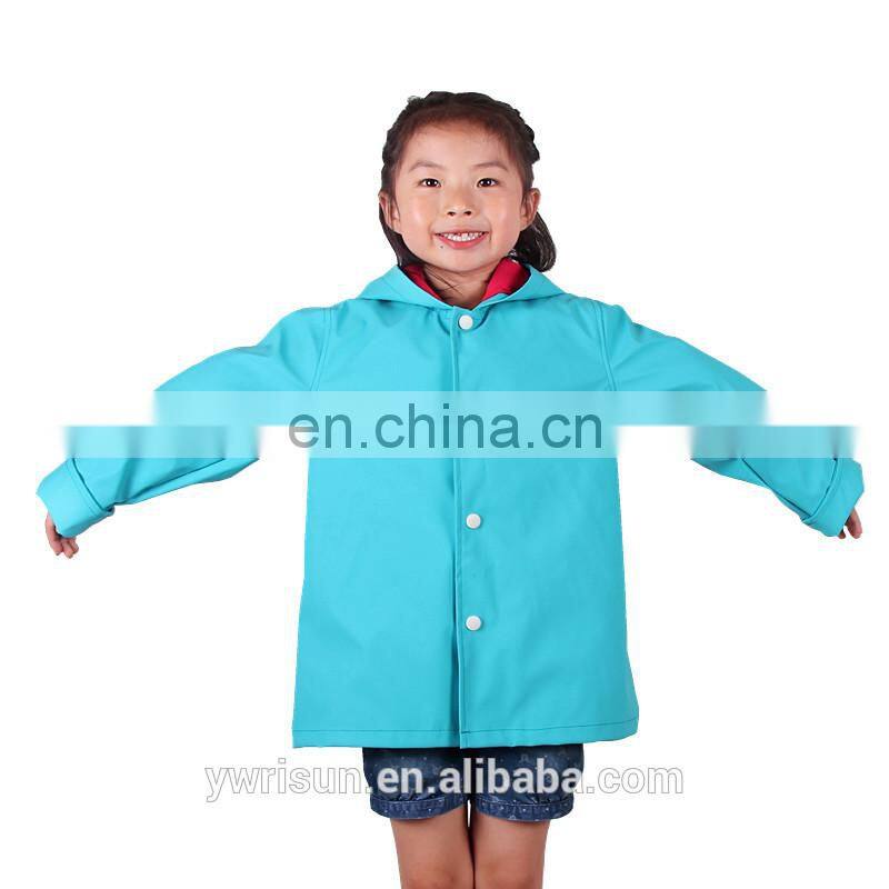 PUKR17001 Wholesale Kids Raincoat Children Sky Blue PU Raincoats For 2-10 Y