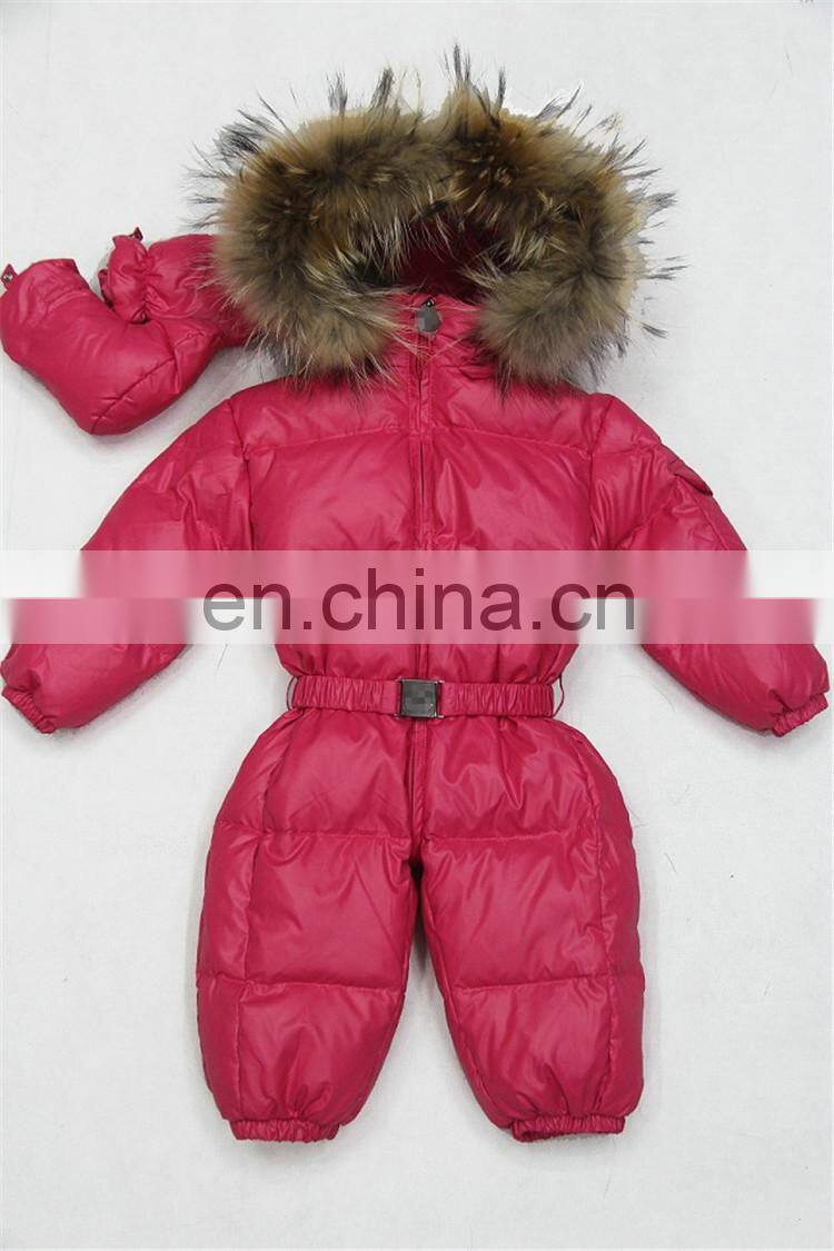 Cute Super Quality Lovely Child Down Overwear Kids Fur Hooded Coats