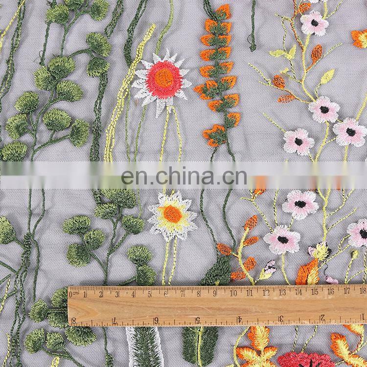 custom colorful embroidery lace fabric for dress QX-06
