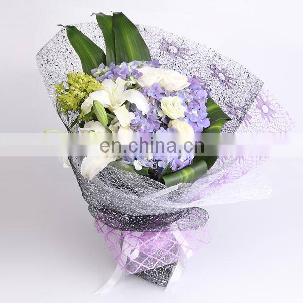 best selling polyester maple leaf mesh fabric for flower package flower wrapping tulle