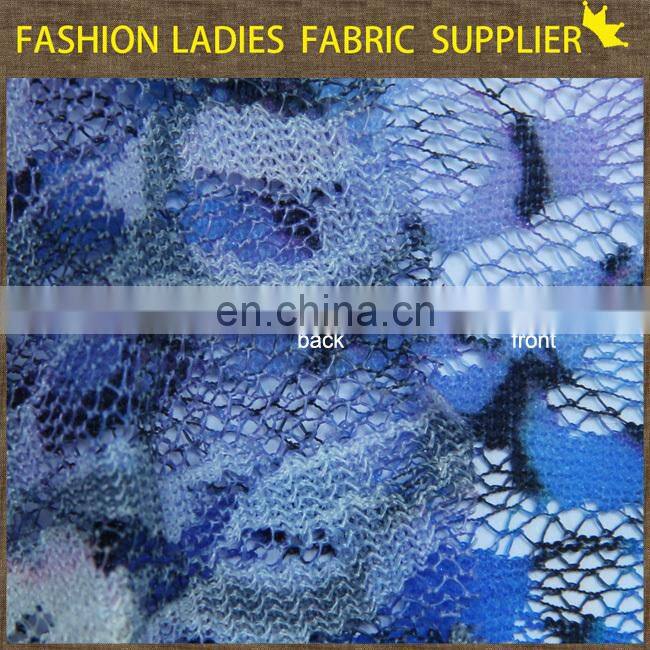 Blue fashion design popular high end ladies nylon/spandex lace fabric