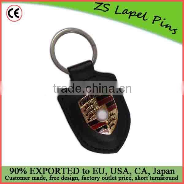 metal badge leather keyring