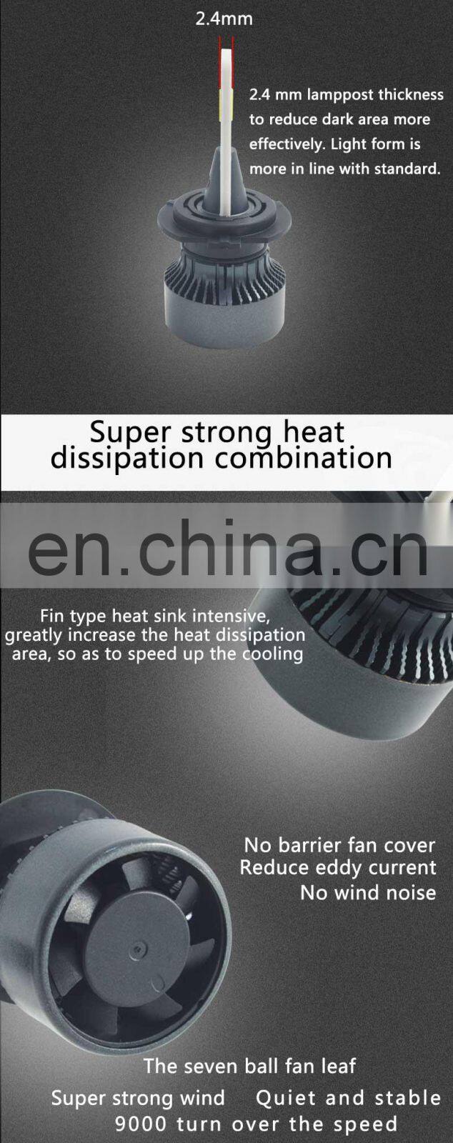 Cheap h4 led headlight car LED 360 degree amber Led Bulb 6000lm Automobiles Head lamp bulb 6000K v led headlight