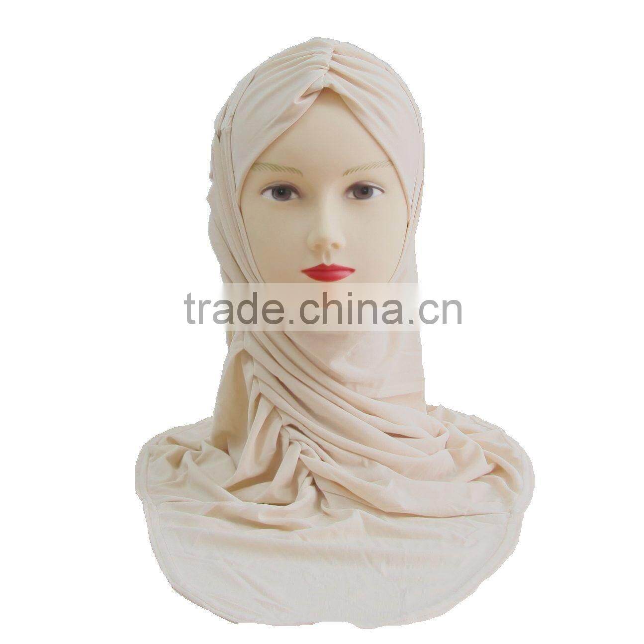 A239 Newest design solid color ruffle Lycra TWO Pieces HIJAB