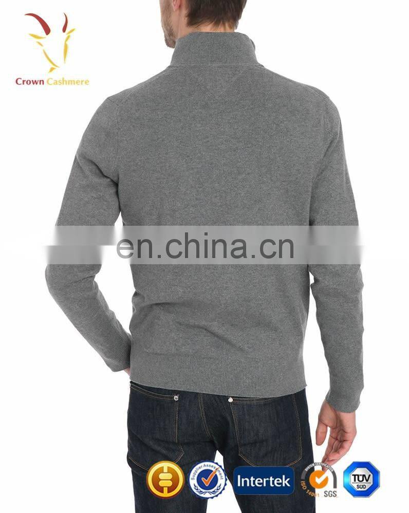 Men high collar Half Button Pullover Cashmere