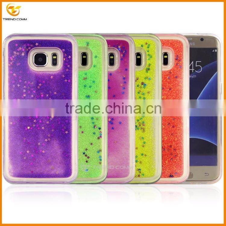 china supplier tpu glitter liquid cover case for samsung s7 edge