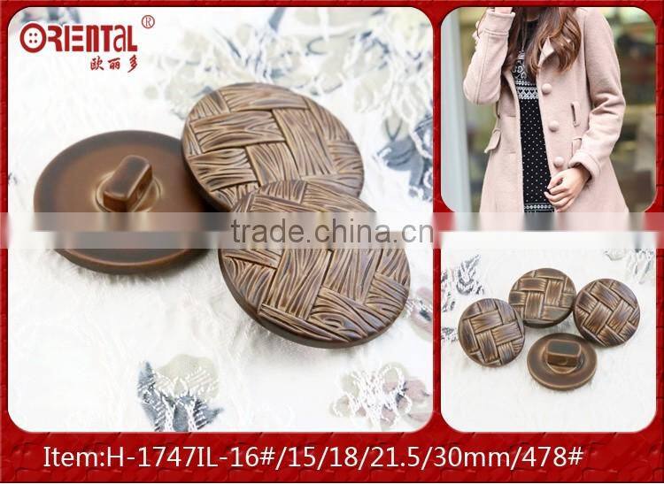 imitation leather plastic coat button in brown