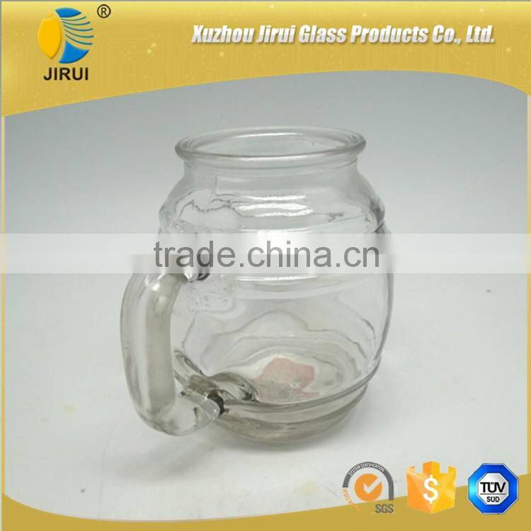 480ml round glass jar with handling for beer drinking
