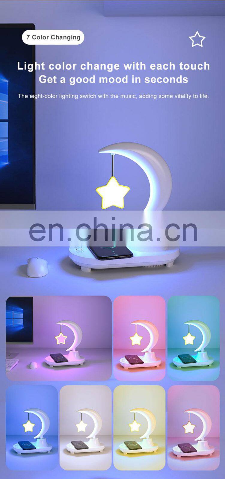 Rechargeable 7 Color Rgb Multifunctional Kids Night Light Wireless Bt Speaker Hifi Music Usb Portable Led Children's Night Light