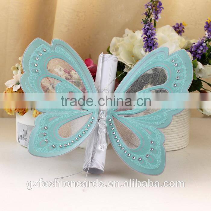 2014 Unique Luxury Butterfly Wedding Card