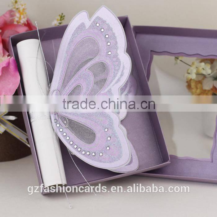2014 Unique Luxury Butterfly Wedding Card