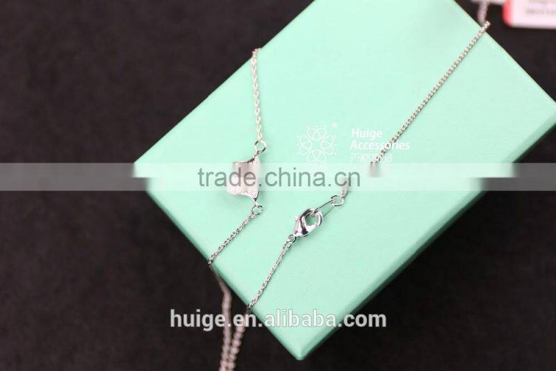 2015 New fashion rhodium plated necklace with a rose shape pendant