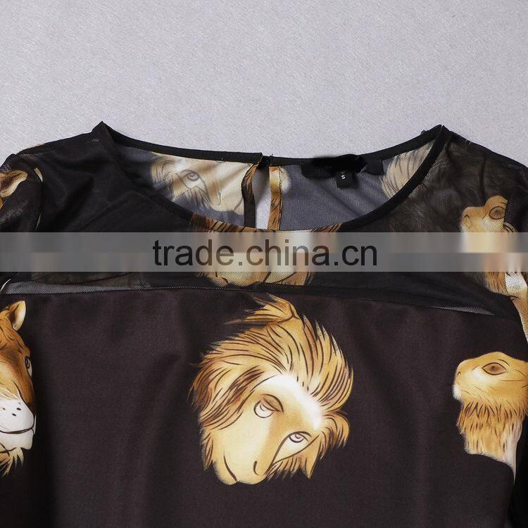 OEM Autumn winter female Europe and the United States style with printed skirt leisure dress made in China