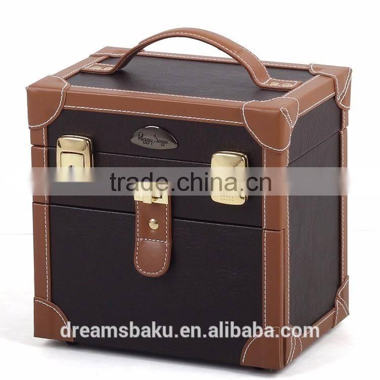 Hot Sale PVC portable beauty bag with mirror & tray, PVC cosmetic makeup display case
