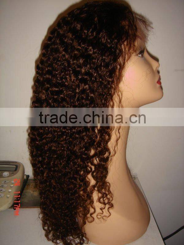 Most popular and cheap good qualuty Kinky Curl remy human full lace wig
