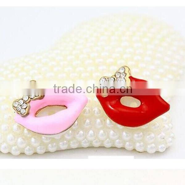 Cute Diamond Red Lips Button Stickers for iPhone 5s Stickers