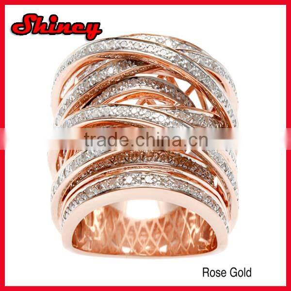 rose gold multi circle wrap gold micro silver zirconia ring