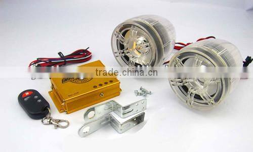 Motorcycle amplifier with transparent plastic motorcycle parts speakers
