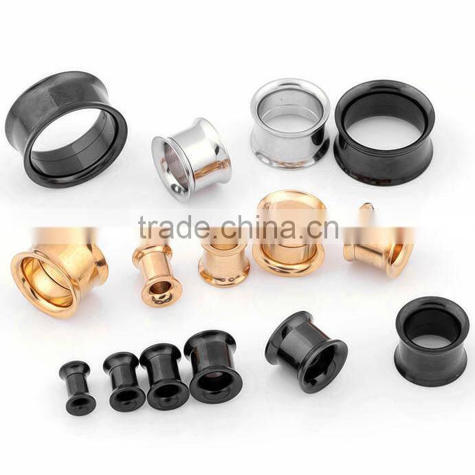 Surgical steel earrings flesh tunnel piercings with cz stones