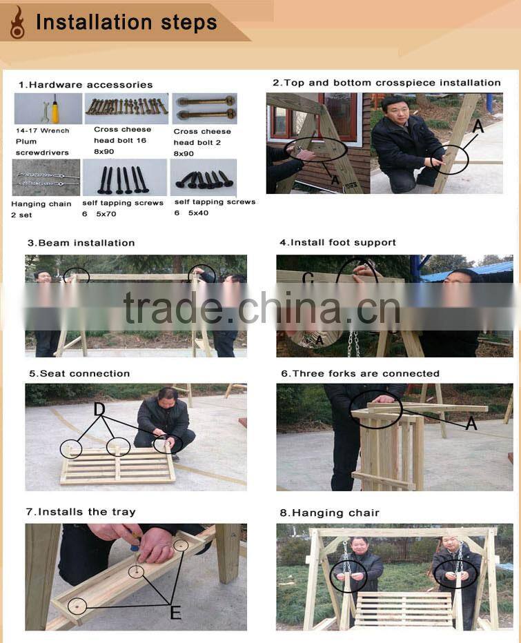 good quality outdoor garden wooden swing chair for garden park