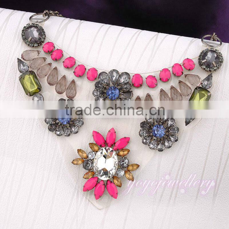 Bohemia design gold plated color stones choker fashion necklace