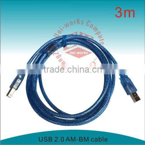 USB 2.0 AM-BM Transparent blue USB printer cable