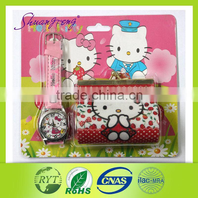 Alibaba express latest design quartz watch with wallet for kids