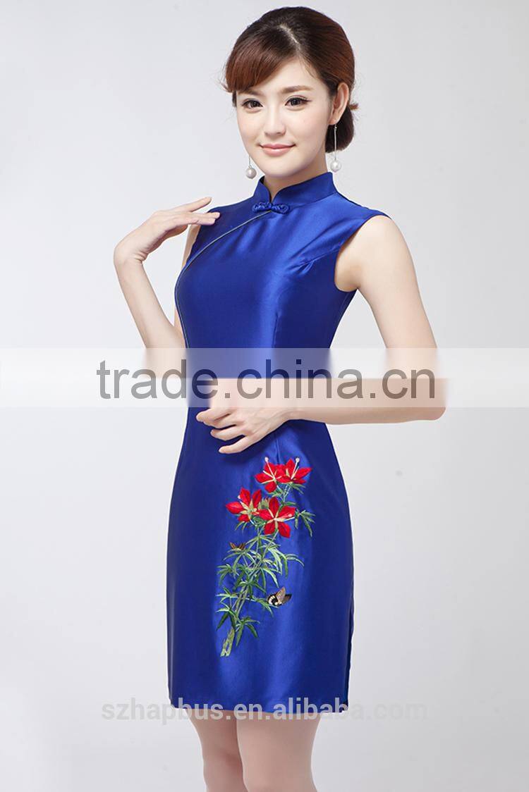 Beautiful fashion embroidered dress handmade embroidery design in suzhou in hot selling