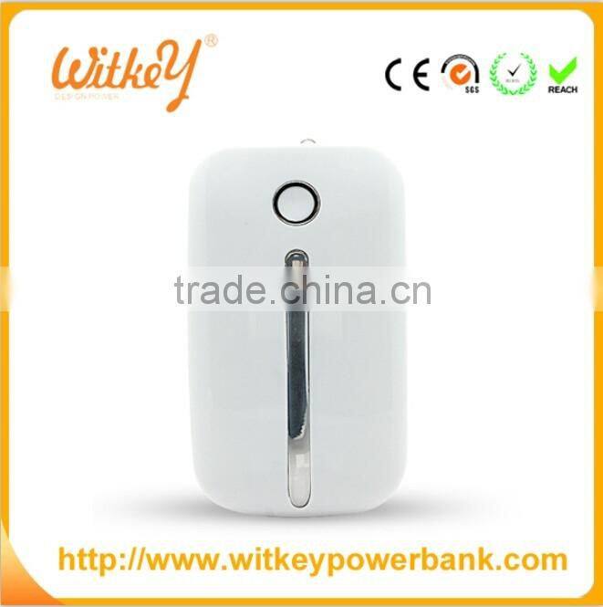 Fashion business style dual USB charger white mouse wireless power bank