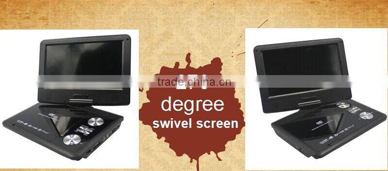 new year promotion! 9 inchs super thin portable dvd player with 270 degree rotation TFT LCD screen