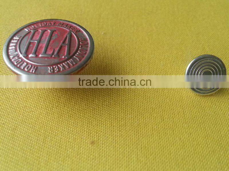 20MM Metal Jeans Tack Button in Silver NF with red color tumbled -- J1545